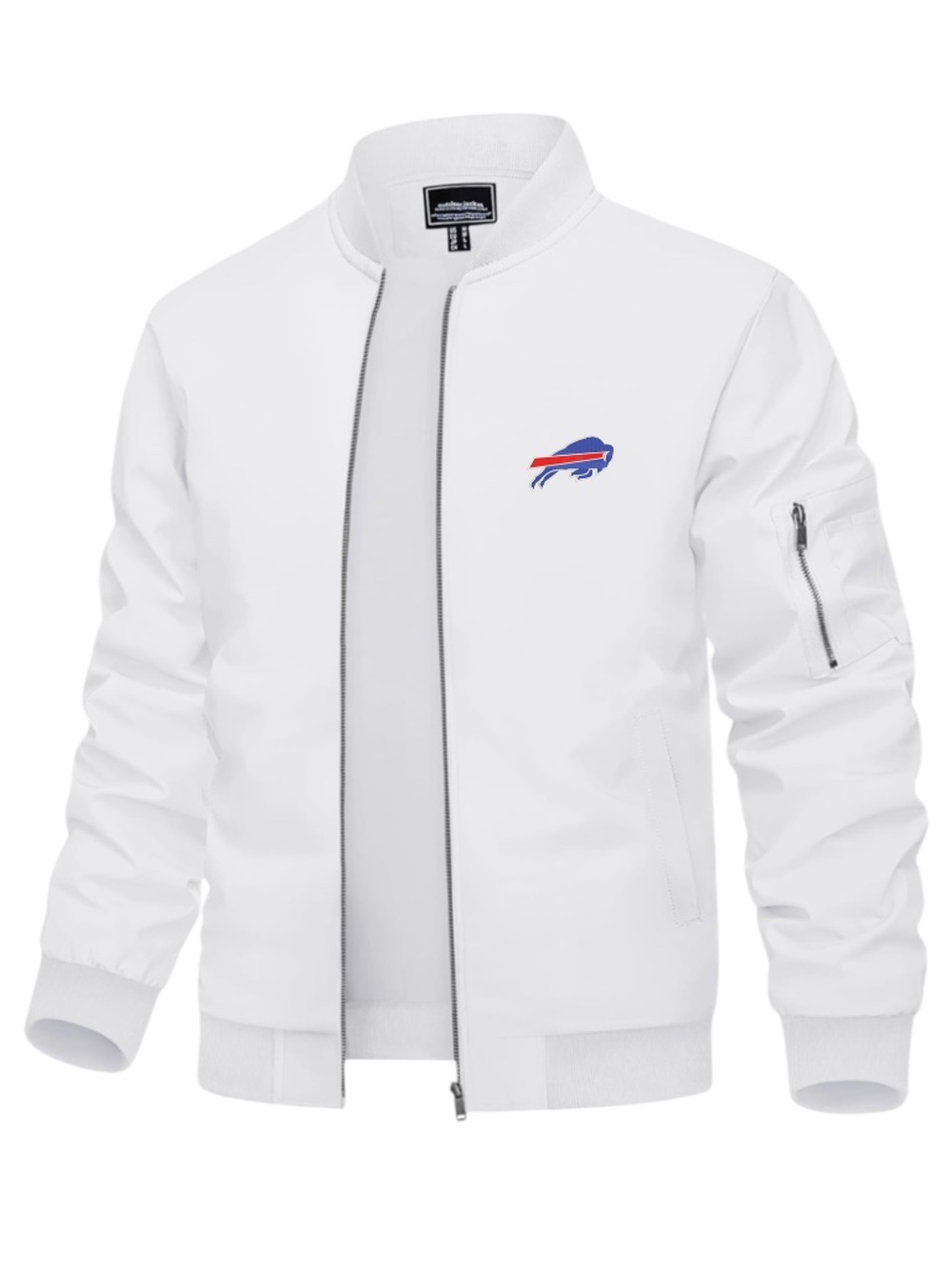 Men’s Buffalo Bills Embroidered Lightweight Bomber Jacket White